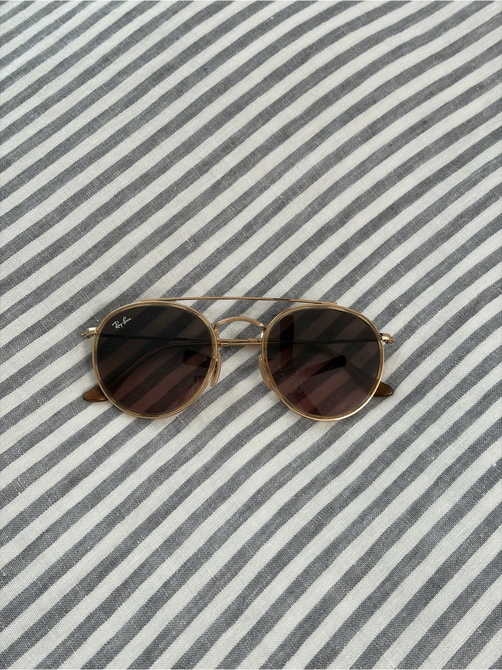 Ray-Ban Gold Frame Sunglasses with Brown Lenses